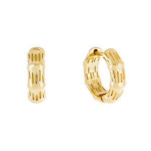 Gold Mini Bamboo Huggie Earring - Adina Eden's Jewels