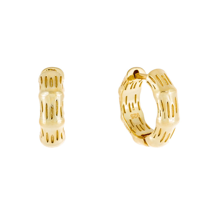 Gold Mini Bamboo Huggie Earring - Adina Eden's Jewels