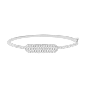 Silver Pavé ID Link Bangle - Adina Eden's Jewels