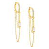 Gold CZ Baguette Chain Huggie Earring - Adina Eden's Jewels