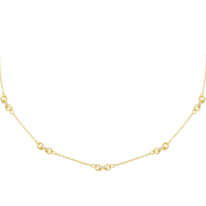 Gold CZ Interlocked Link Necklace - Adina Eden's Jewels