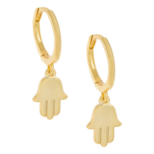Gold Solid Hamsa Huggie Earring - Adina Eden's Jewels