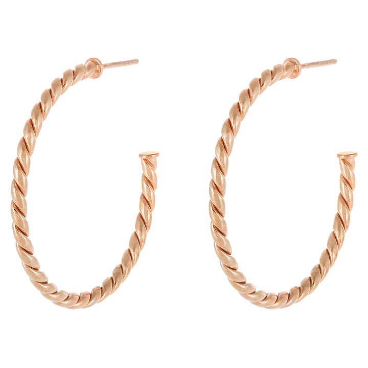 Rose Gold / 35 MM Twisted Rope Hoop Earring - Adina Eden's Jewels