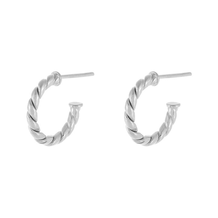 Silver / 15 MM Twisted Rope Hoop Earring - Adina Eden's Jewels