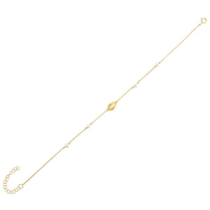 Pearl White Mini Pearl X Shell Anklet - Adina Eden's Jewels