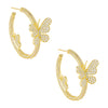 Gold Pavé Butterfly Hoop Earring - Adina Eden's Jewels
