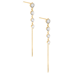 Gold CZ Round Drop Stud Earring - Adina Eden's Jewels
