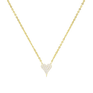 Gold / Small Pavé Heart Necklace - Adina Eden's Jewels