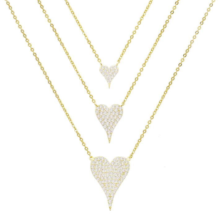 Gold Pavé Heart Necklace Combo Set - Adina Eden's Jewels