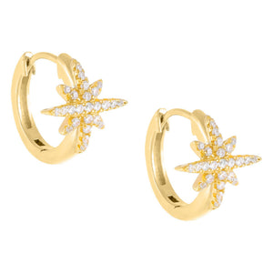 Gold CZ Starburst Huggie Earring - Adina Eden's Jewels
