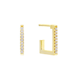 Gold Pavé Square Hoop Earring - Adina Eden's Jewels