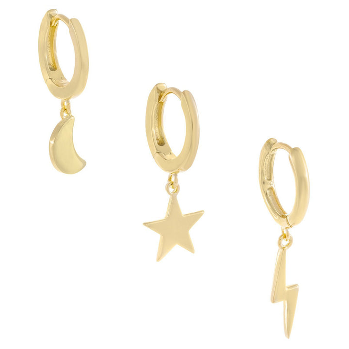 Gold Celestial Huggie Earring Combo Set - Adina Eden's Jewels