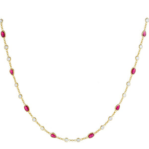 Magenta Bezel Multi Shape CZ Choker - Adina Eden's Jewels