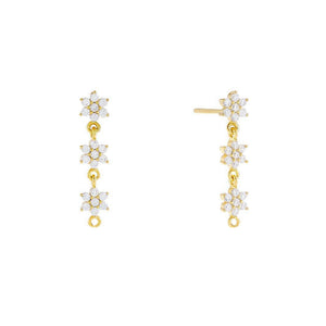Gold / Pair CZ Flower Drop Earring - Adina Eden's Jewels
