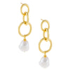 Pearl White Triple Link X Pearl Drop Earring - Adina Eden's Jewels