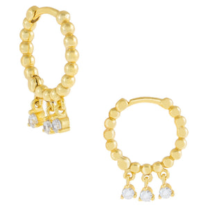  Dangling CZ Beaded Huggie Earring - Adina Eden's Jewels