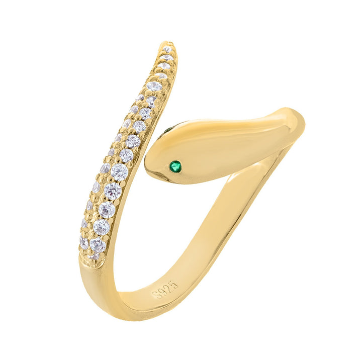 Gold CZ Serpent Wrap Ring - Adina Eden's Jewels