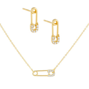 Gold CZ Safety Pin Combo Set - Adina Eden's Jewels