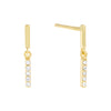 Gold Mini Pavé Bar Dangle Stud Earring - Adina Eden's Jewels