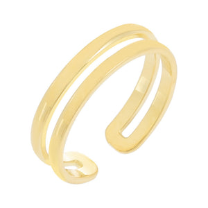 Gold Solid Double Adjustable Ring - Adina Eden's Jewels
