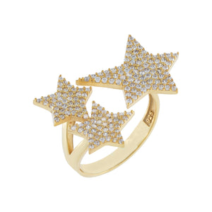 Gold Pavé Triple Star Ring - Adina Eden's Jewels