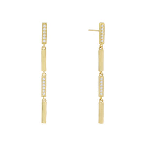Gold Pavé X Solid Bar Drop Earring - Adina Eden's Jewels