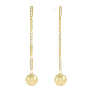 Gold Pavé/Solid Bar Drop Earring - Adina Eden's Jewels