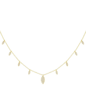 Gold Pavé Dangling Teardrop Necklace - Adina Eden's Jewels