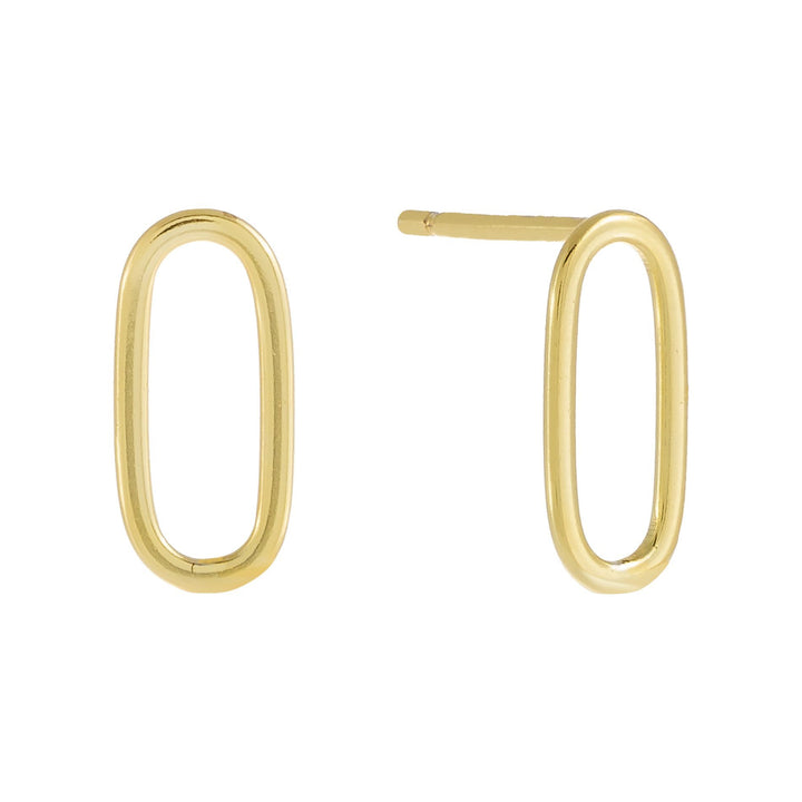 Gold Oval Link Stud Earring - Adina Eden's Jewels