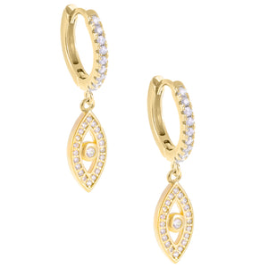 Gold Pavé Evil Eye Huggie Earring - Adina Eden's Jewels