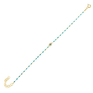 Turquoise Evil Eye Enamel Bracelet - Adina Eden's Jewels