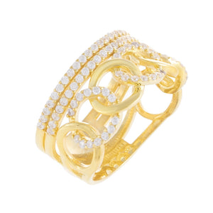 Gold / 7 Pavé Illusion Stacked Chain Ring - Adina Eden's Jewels