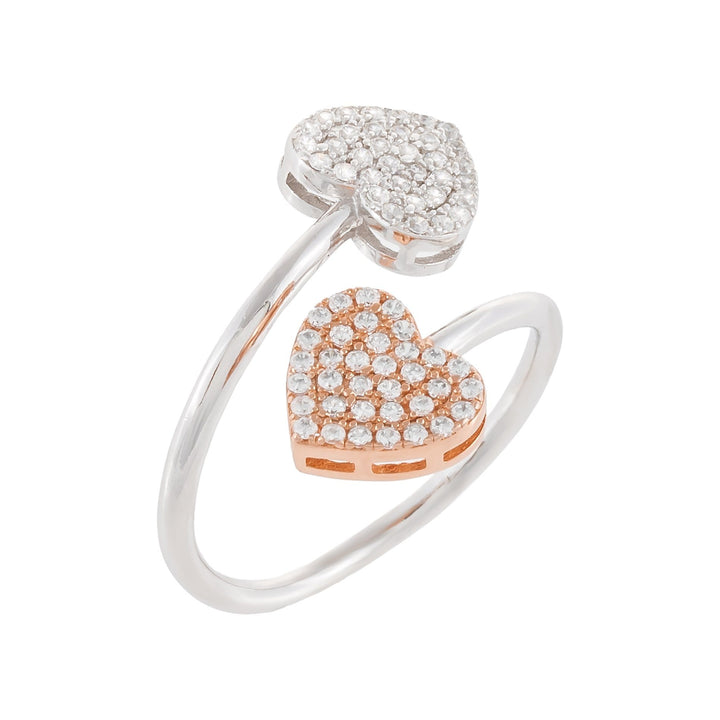 Rose Gold / 8 Two-Tone Pavé Heart Ring - Adina Eden's Jewels