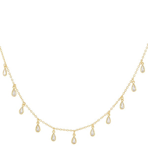 Gold CZ Teardrop Dangle Choker - Adina Eden's Jewels