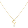 Gold CZ Moon X Star Dangling Necklace - Adina Eden's Jewels