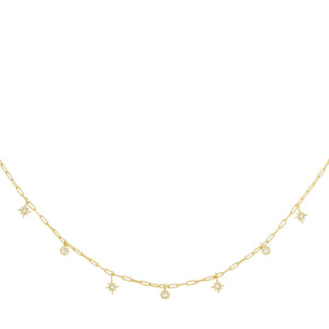 Gold Multi Charms Link Necklace - Adina Eden's Jewels