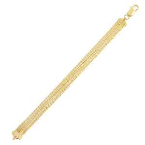 Gold Wide Herringbone Bracelet - Adina Eden's Jewels
