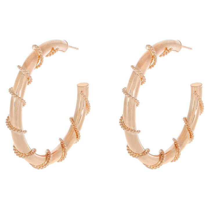 Rose Gold / 50 MM Rope Wrap Hollow Hoop Earring - Adina Eden's Jewels