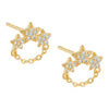 Gold CZ Mini Three Star Chain Stud Earring - Adina Eden's Jewels