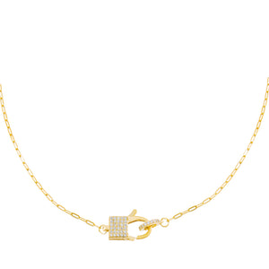 Gold Pavé Square Clasp Link Necklace - Adina Eden's Jewels