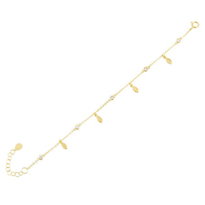 Gold Bezel X Teardrop Dangling Bracelet - Adina Eden's Jewels