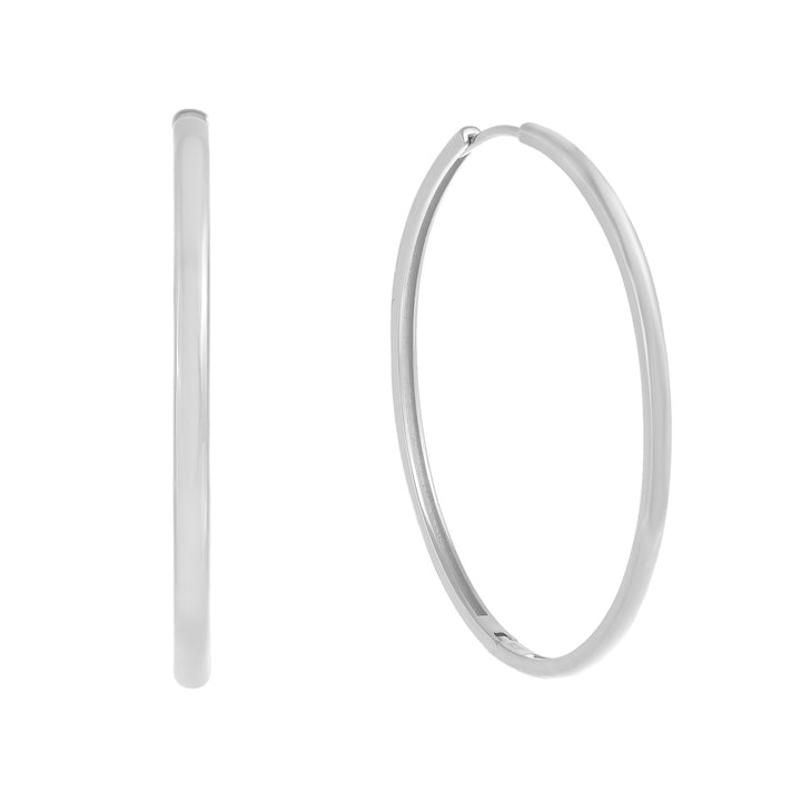 Silver / 50 MM Large Thin Solid Hoop Earring - Adina Eden's Jewels