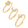 Gold Pavé Charms Ring Set - Adina Eden's Jewels