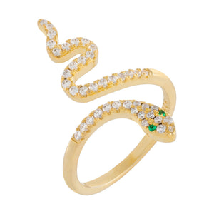 Gold / 6 Pavé Snake Wrap Ring - Adina Eden's Jewels