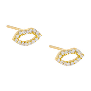 Gold Pavé Lip Stud Earring - Adina Eden's Jewels