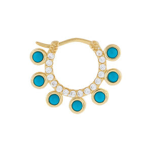  CZ X Turquoise Bead Hoop Earring - Adina Eden's Jewels