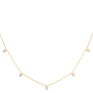 Gold CZ Dainty Diamond Charms Link Necklace - Adina Eden's Jewels