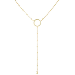 Gold Open Circle Ball Chain Lariat - Adina Eden's Jewels