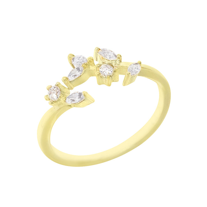 Gold CZ Leaf Adjustable Ring - Adina Eden's Jewels