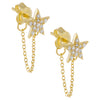 Gold Pavé Star Chain Stud Earring - Adina Eden's Jewels